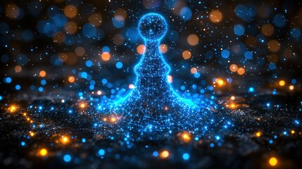 Abstract Luminous Chess Piece in a Sparkling Galaxy