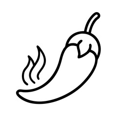 Vector illustration of a hot chili pepper with flames for spicy food and cooking needs