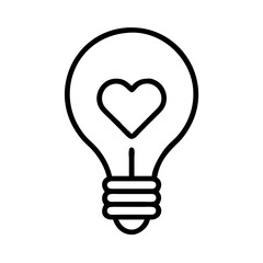 Heart light bulb icon vector illustration, creative idea, love and inspiration concept design element