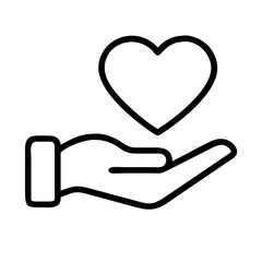 Heart in hand vector icon illustration love and care symbol giving donation charity support concept