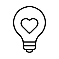 Heart lightbulb icon vector illustration, creative love idea concept, innovation and inspiration
