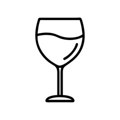 Wine glass vector icon illustration, wine glass outline drawing, wine glass line art design element