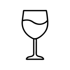 Wine glass vector icon illustration, wine glass outline drawing, wine glass silhouette, drinkware design