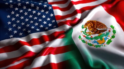 Waving American and Mexican flags symbolizing unity and diplomacy.