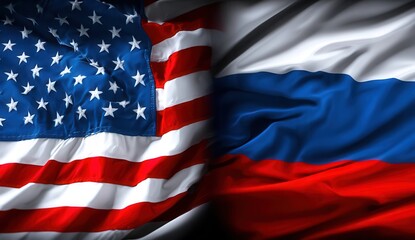 USA and Russia flags intertwined, symbolizing diplomatic relations.