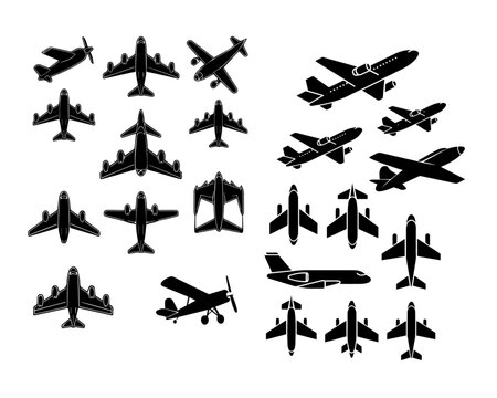 Biman Aviation Icon Set &ndash; Airplane Travel and Airport Symbols Collection.