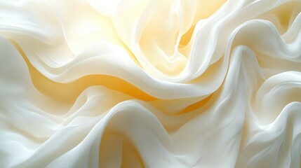 Obraz premium Soft, flowing, cream-colored fabric drapes. Delicate folds and subtle light highlights create a luxurious aesthetic