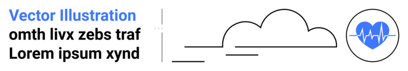 Cloud design linked to a heartbeat symbol representing cloud computing, health tech, and data integration. Ideal for healthcare, technology, innovation, networking, wellbeing, digital solutions