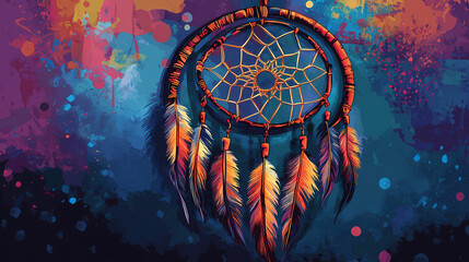 Dreamcatcher design featuring be a dreamer text. Dreamers Tapestry. Illustration