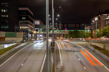 Gothenburg Cityscape  with Stunning Light Trails at Night