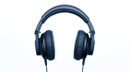 Fototapeta premium Creative audition studio setup with headphones on stand minimalist design professional environment