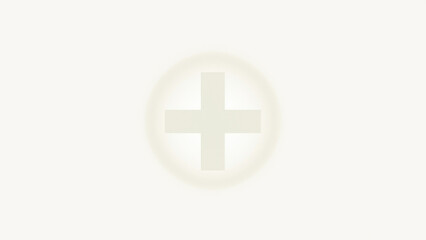 Fototapeta premium A cross symbol with light shining from behind on a gray background.