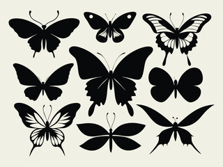 set of different types  vector butterflies