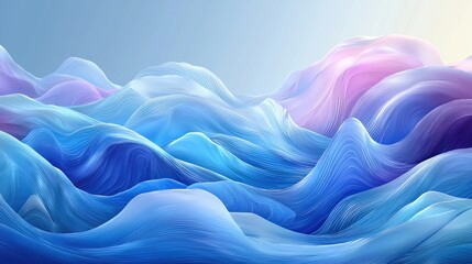 Obraz premium Abstract Blue and Purple Waves: Serene Digital Landscape