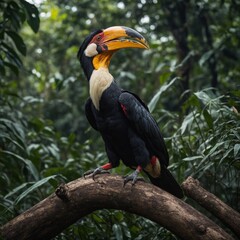 Fototapeta premium A hornbill with magical powers that protect the forest.