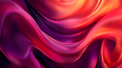 Fototapeta premium Vibrant red satin fabric with rich flowing folds. Bewitched Fabric. Illustration