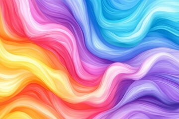 Fototapeta premium An abstract design with May colors, showcasing waves in blue, pink, orange, and yellow, and featuring space for text. Great for May banners celebrating special or awareness events