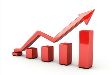 Red graph showing growth on white background