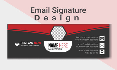 Obraz premium Mordern and creative email signature banner template for all users.Modern and minimalist email signature.Corporate email signature card in minimal style.