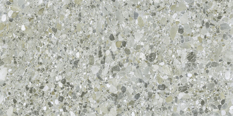 Green mosaic tile texture. Terrazzo stone background. Gravel chips flooring. Interior exterior vitrified parking tiles design.
