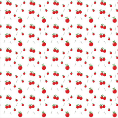 Cherry seamless pattern for  kids. Fruit fashion design elements for baby textile or clothes. Tropical wallpaper or background for children.