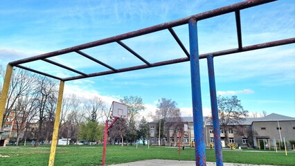 Horizontal bars on the sports ground