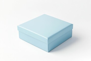 Isolated Light Blue Box with Lid for Presents or Storage