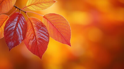 Obraz premium Autumnal Leaves: A Symphony of Red and Orange Hues