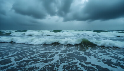 large body of water under a cloudy sky