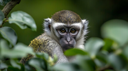 Obraz premium Close Up Of Small Monkey In Forest