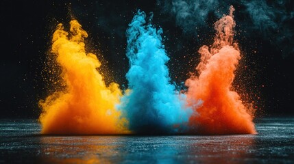 Vibrant Color Explosion: A Symphony of Orange, Blue, and Yellow Hues