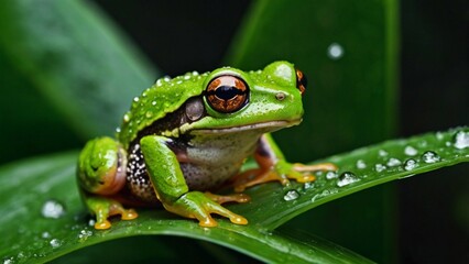 Naklejka premium frog on a leaf