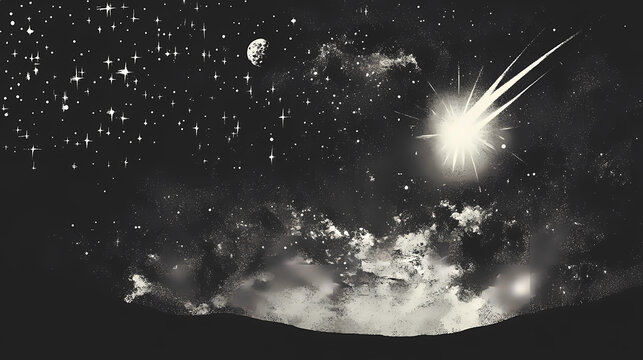Asteroid erde und mond. Weft of Stars. Illustration