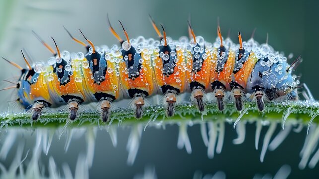 macro photo of caterpillar, extremely detailed and textured, professional lighting