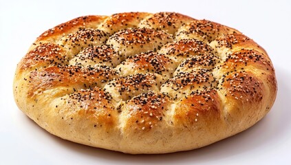 Round flatbread topped with sesame seeds
