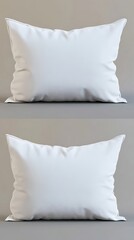 Blank white pillows on gray background