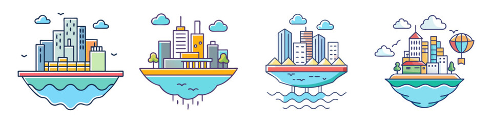 floating city icon, floating city vector illustration-simple illustration of floating city, perfect for floating city logos and icons