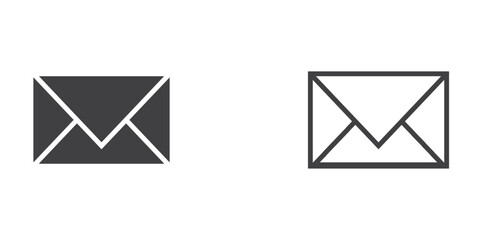 set of mail icon thin line style. envelope, message, email icon. vector illustration