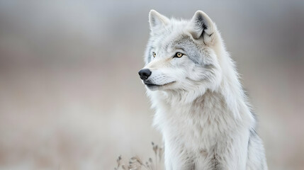 Obraz premium Majestic White Wolf Portrait In Winter Landscape