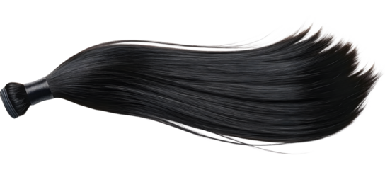 PNG Bundle of straight black hair smooth extension hairpiece.