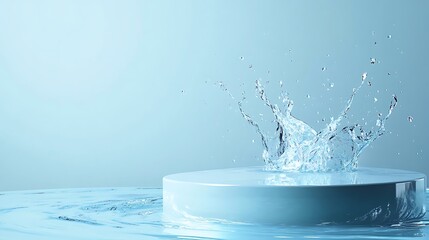 Water Splash on Light Blue Platform
