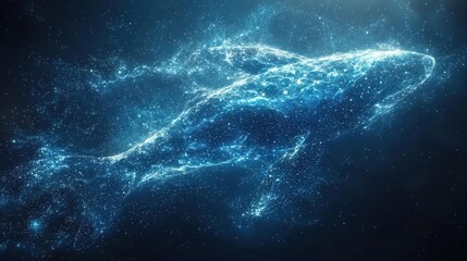 Celestial Whale: A Digital Painting of a Whale Composed of Light Particles