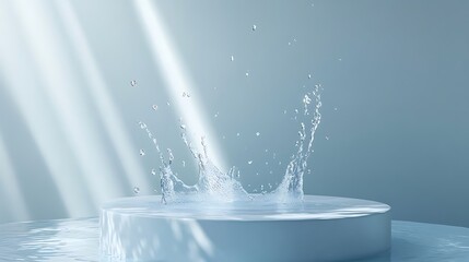 Water splashes on the podium for product placement