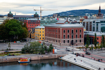 Cloudy Day  of Oslo's Architectural Marvels and Traffic