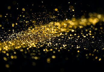 Sparkling Golden Glitter on Dark Background for Creative Projects