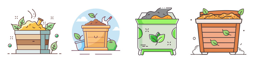 compost bin icon, compost bin vector illustration-simple illustration of compost bin, perfect for compost bin logos and icons