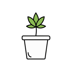 Obraz premium flower pot doodle icon vector illustration on transparent background