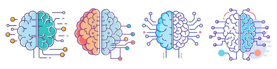 digital brain icon, digital brain vector illustration-simple illustration of digital brain, perfect for digital brain logos and icons