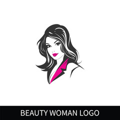 Classic Glam Lady with Elegant Hair and Makeup Vector Logo