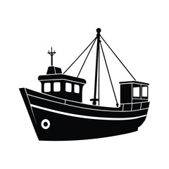 fishing boat silhouette vector